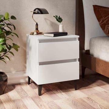 vidaXL Nachtkastje 40x35x50 cm bewerkt hout wit, Minder dan 45 cm, Verzenden, Nieuw, Minder dan 55 cm