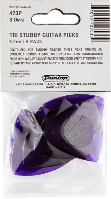 Jim Dunlop 473P300 Tri Stubby Plectrum 3.00 mm 6-pack, Muziek en Instrumenten, Instrumenten | Toebehoren, Ophalen of Verzenden