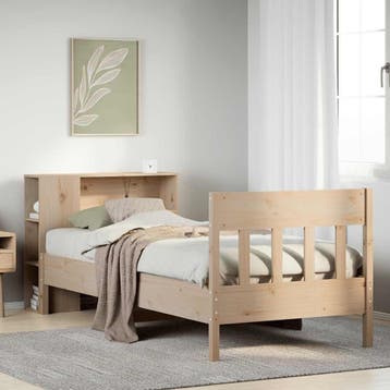 vidaXL Bed met boekenkast zonder matras massief grenenhout, Eenpersoons, Bruin, Verzenden, Nieuw