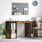 vidaXL Bureau met plank Gerookt eiken 130 x 50.5 x 75 cm, Verzenden, Nieuw