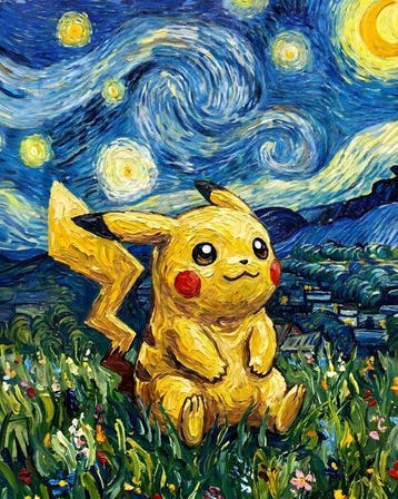 AT9 - [Canvas L] Pikachu Nella Notte Stellata, Nieuw