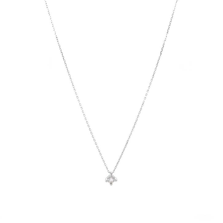 Witgouden solitair collier met diamant 14 krt, Sieraden, Tassen en Uiterlijk, Kettingen, Goud, Zo goed als nieuw, Met hanger, Verzenden