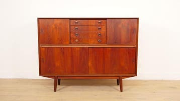 Vintage highboard met bar | Wandkast | Teak | 154 cm, Ophalen of Verzenden, Nieuw