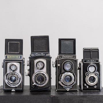 Four vintage TLR Reflekta II, Ciro-Flex, Flexaret and, Nieuw