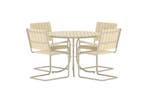 Holmsund- Tuinset - 4 stoelen - tafel - Beige - Polywood, Verzenden, Nieuw