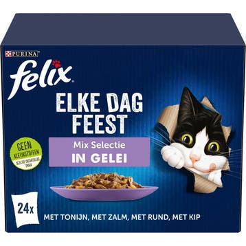 4x Felix Elke Dag Feest Mix Selectie in Gelei 24 x 85 gr, Verzenden, Nieuw