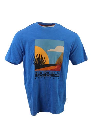 Napapijri T-shirt in maat M Blauw, Kleding | Heren, Verzenden, Zo goed als nieuw, Blauw, Napapijri