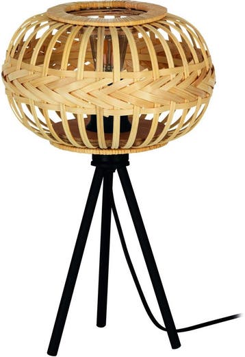 EGLO Amsfield 1 Tafellamp - E27 - 41 cm - Zwart/Hout, Huis en Inrichting, Ophalen of Verzenden, Zo goed als nieuw