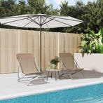 vidaXL Strandstoelen 2 st textileen en gepoedercoat staal, Verzenden, Nieuw