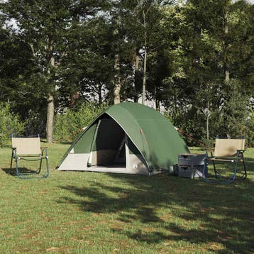 vidaXL Kamperen tent 4-persoons Waterdicht Groen taft, Verzenden, Nieuw, Tot en met 2