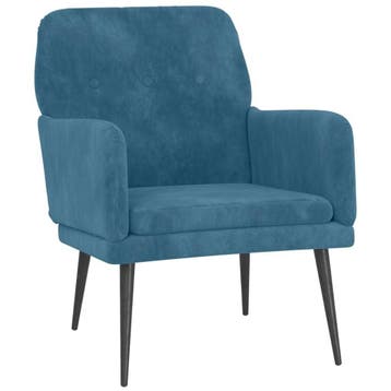 Fauteuil Blauw Fluweel | Retourdeal - 34% Korting, Overige materialen, Minder dan 75 cm, Ophalen of Verzenden, Zo goed als nieuw