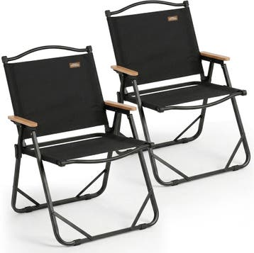 NIVADA Campingstoel 2pcs Zwart - Opvouwbaar - 120kg, Ophalen of Verzenden, Zo goed als nieuw
