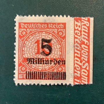Duitse Rijk 1923 - 5 miljarden met zaagtanding met locale, Postzegels en Munten, Postzegels | Europa | Duitsland, Gestempeld