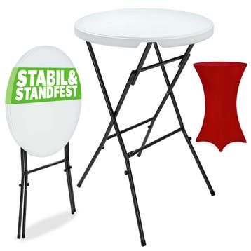Statafel Wit Ø72cm + Statafelhoes Bordeaux Ø70cm (Statafel, Verzenden, Nieuw