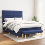 vidaXL Boxspring met matras stof blauw 140x200 cm, 140 cm, 200 cm, Stof, Verzenden