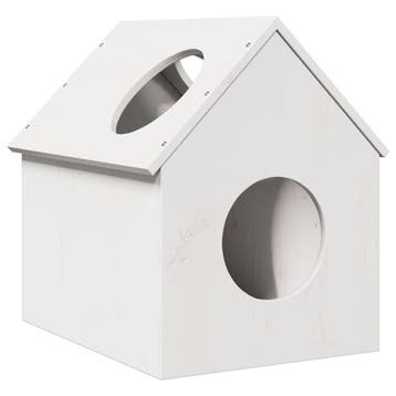 vidaXL Kattenhuis 41x50x50 cm massief grenenhout wit, Verzenden, Nieuw