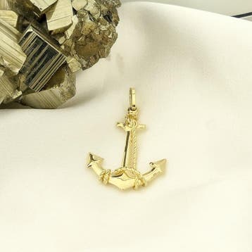 Gouden hanger van een anker met touw (Hanger of bedel), Ophalen of Verzenden, Gebruikt, Goud, Overige merken