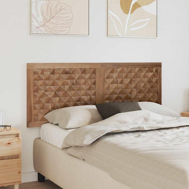 vidaXL Hoofdbord Naturel Massief Teakhout, Huis en Inrichting, Slaapkamer | Bedden, Bruin, Nieuw, Hout, Verzenden
