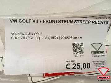 VW Golf VII 7 Frontsteun Streep Rechts, Ophalen, Gebruikt, Volkswagen