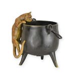 sculptuur, Exquisite Art Deco Bronze Cat Climbing in a Pot –, Antiek en Kunst