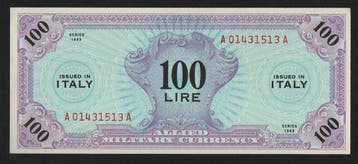 Italië. - 100 Lire 1943 - Allied Military Currency - Pick