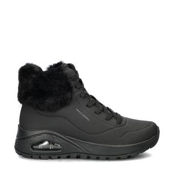 Skechers Uno Rugged veterboots voor dames in het Zwart, Skechers, Verzenden, Zwart, Lage of Enkellaarzen
