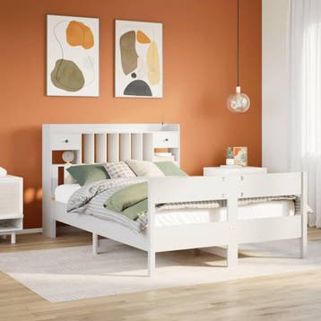 vidaXL Bed met boekenkast zonder matras grenenhout wit, Verzenden, Wit, Overige maten, 200 cm