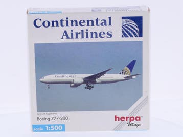 Schaal 1:500 Herpa 506489 Continental Airlines Boeing 777..., Hobby en Vrije tijd, Ophalen of Verzenden, Zo goed als nieuw