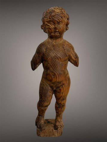 sculptuur, Kind Jezus, 17e eeuw - 28 cm - Hout