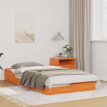 vidaXL Bedframe Wasbruin 75 x 190 cm Massief grenenhout, Verzenden, Nieuw, Hout