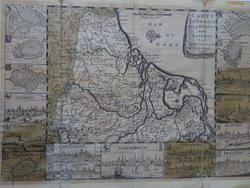 zeldzame gravure 17 provincies en steden de la Feuille, 1710, Antiek en Kunst, Cartografie, Gravure, Origineel, 1700 - 1799