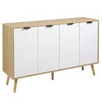 Buffetkast Visgraatdeuren Wit/Hout – 120×35×77 cm, Verzenden, Nieuw