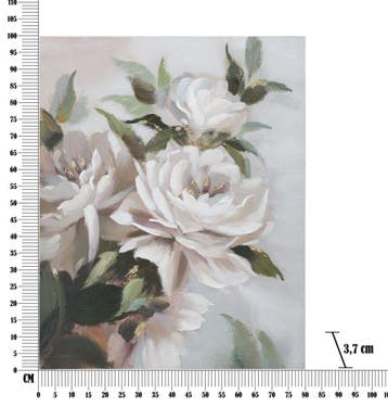 HANDGEMAAKTE WANDSCHILDERING BLOEM&BLAD CM 100X3,7X80 -, Ophalen of Verzenden, Nieuw