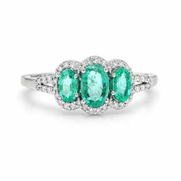 Zonder minimumprijs - Ring Platina - 1.09ct. tw. Smaragd -, Nieuw