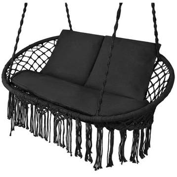 Gardlov Zwarte tweepersoons hangstoel 148 x 126 cm met ku..., Ophalen of Verzenden, Nieuw