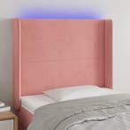 vidaXL Hoofdbord LED 83x16x118/128 cm fluweel roze, Verzenden, Nieuw, Stof