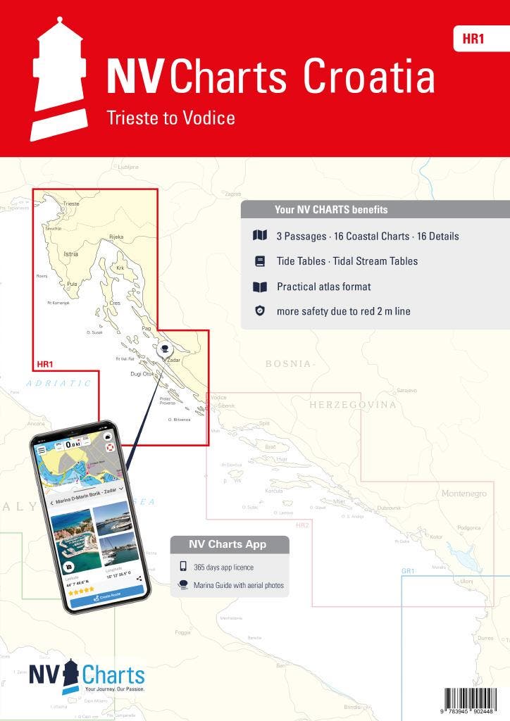 NV Charts Kroatië - HR 1 - Triëst naar Vodice, Watersport en Boten, Accessoires en Onderhoud, Nieuw, Ophalen of Verzenden