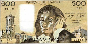 France Frankreich Pick 156 500 Francs Pascal 03/02/1977 T 72, Verzenden