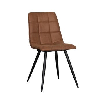 Stoel Bistro | Cognac | Micro Suede | Zwart Metalen Frame |, Verzenden, Nieuw in verpakking