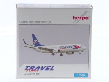 Schaal 1:500 Herpa 505550 Boeing 737-800 Travel Service R..., Ophalen of Verzenden, Zo goed als nieuw
