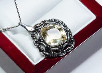 - Jugendstil - 835 zilver - 6.00 ct natuurlijke citrien -, Antiek en Kunst
