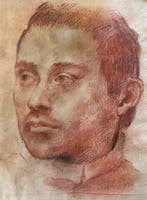 Annibale Carracci (1560-1609), Navolger van - Testa di uomo