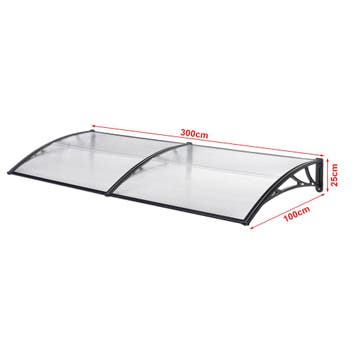 [en.casa] Deurluifel Mellerud afdak 300x100 cm transparant e, Verzenden, Nieuw