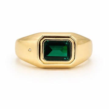 Zonder minimumprijs - Ring Verguld Smaragd - Diamant - 18k, Nieuw