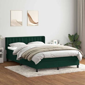 vidaXL Boxspring met matras fluweel donkergroen 160x220 cm, Verzenden, Nieuw, Groen, Stof