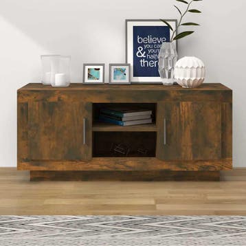 vidaXL Tv-meubel 102x35x45 cm bewerkt hout gerookt, Minder dan 50 cm, Verzenden, Nieuw, Minder dan 100 cm
