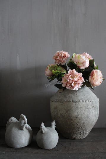 Kunstboeket Pioen / Hortensia Salmon 47 cm, Huis en Inrichting, Woonaccessoires | Kunstplanten en Kunstbloemen, Ophalen of Verzenden