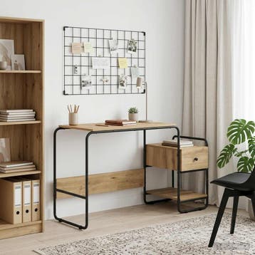 vidaXL Bureau met opbergruimte Artisanaal eiken 131,5 x 50 x, Verzenden, Nieuw