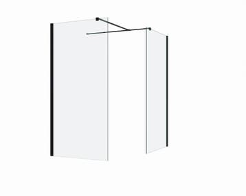 Douchewand 2 zijwanden Silvo Helder glas Mat Zwart, Verzenden, Nieuw