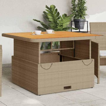 vidaXL Tuintafel 110x110x71 cm poly rattan en acaciahout, Tuin en Terras, Verzenden, Nieuw